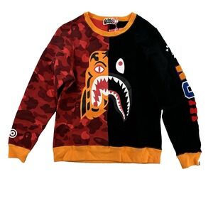 A Bathing Ape BAPE Tiger Shark‎ Sweatshirt Womens Small Embroidered Japan NEW